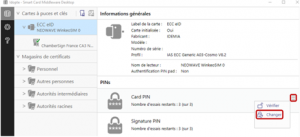 modifier le code pin de son certificat électronique